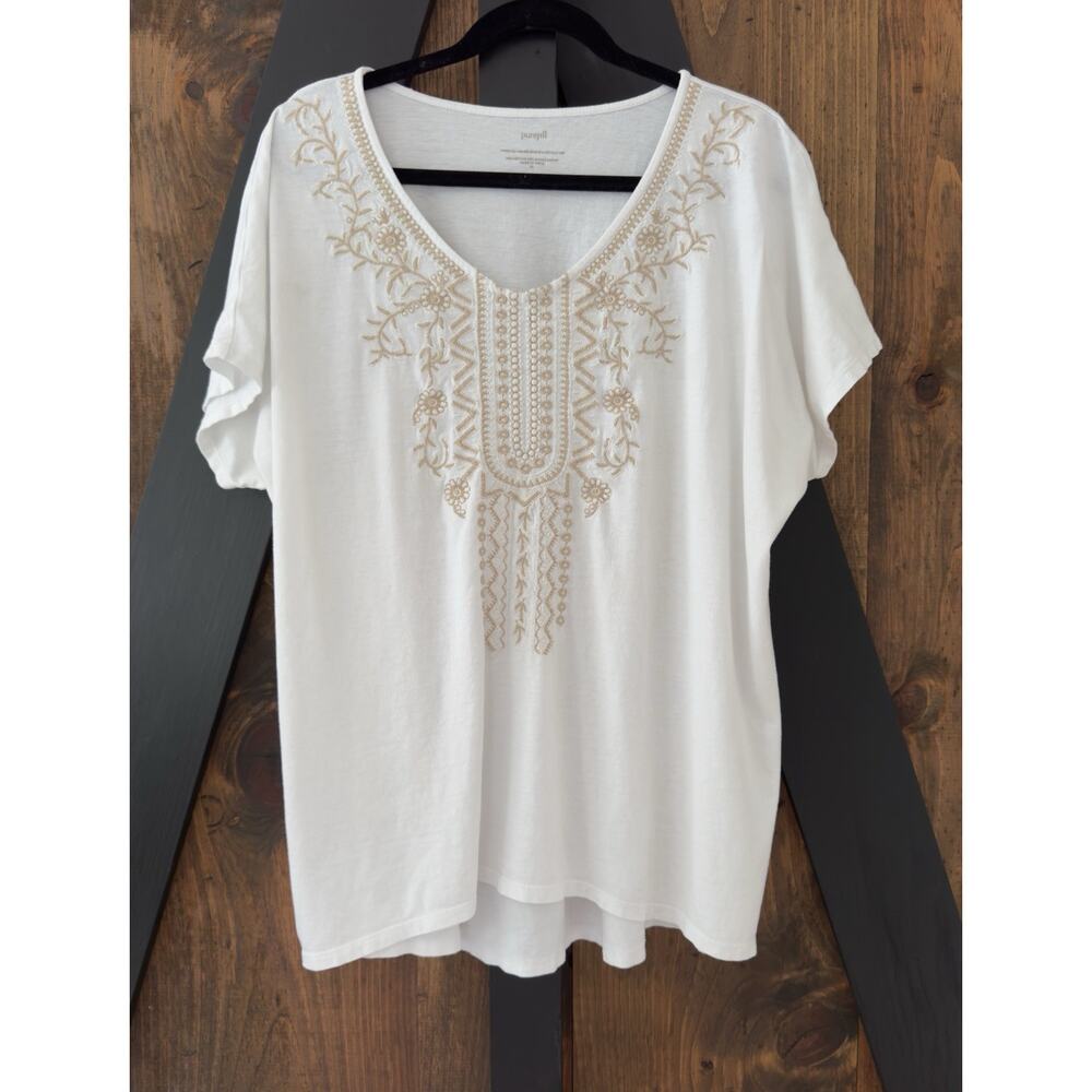 J Jill Pure Jill Elliptical Embroidered Tee XL